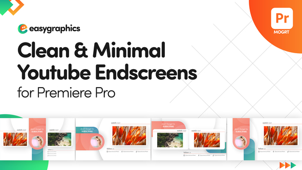 Clean & Minimal Youtube End Screens Template for Premiere Pro