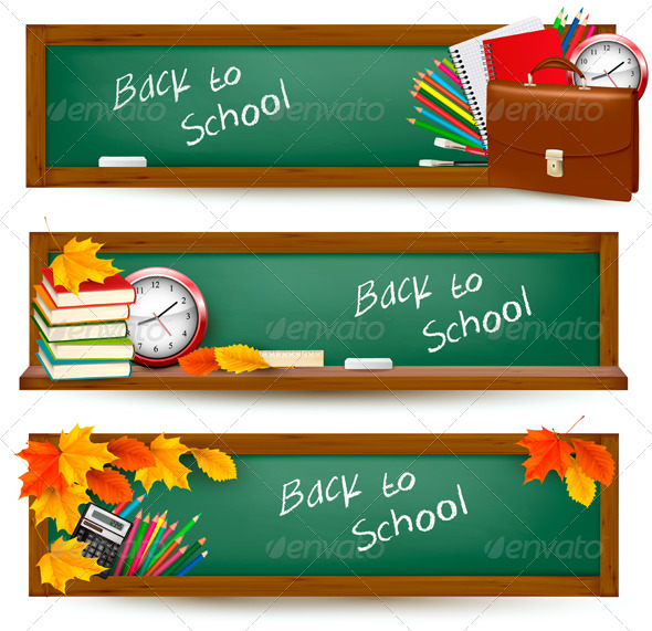 Set of back to school banners Vector - Borders Decorative