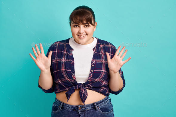 Funny overweight woman, body positive