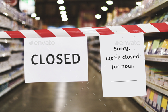 Shop temporarily closed sign mockup during coronavirus pandemic