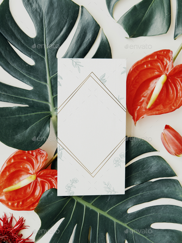 Download Tropical Botanical With A Card Mockup Stock Photo By Rawpixel Photodune