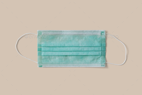 Green Surgical Mask Mockup On A Beige Background Stock Photo By Rawpixel