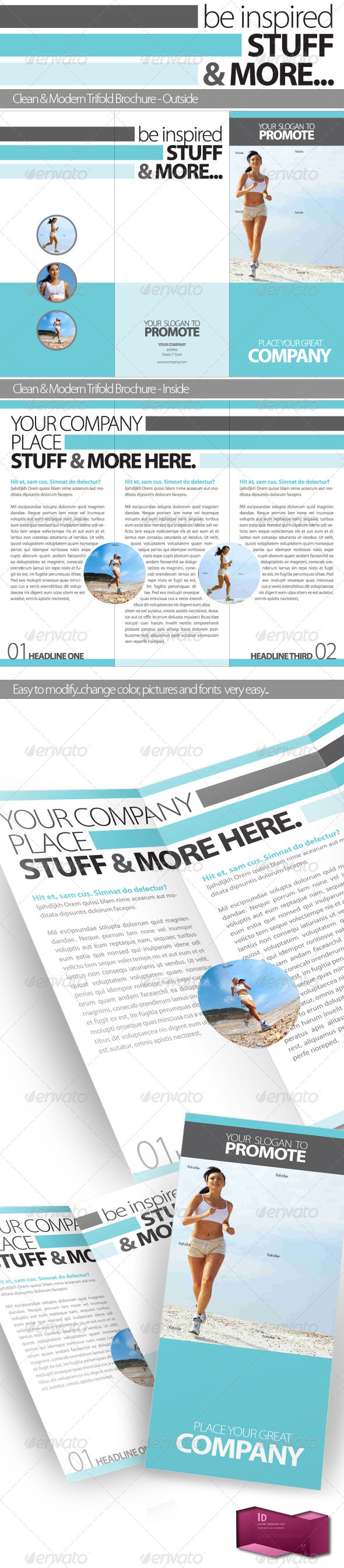 Inspire Trifold Brochure InDesign Template - Corporate Brochures