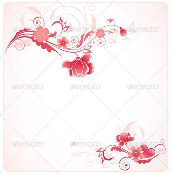 Background with Red Flowers - Backgrounds Decorative