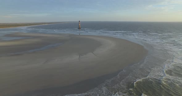 Aerial of Morris Island Lighthouse at Folly Beach alt