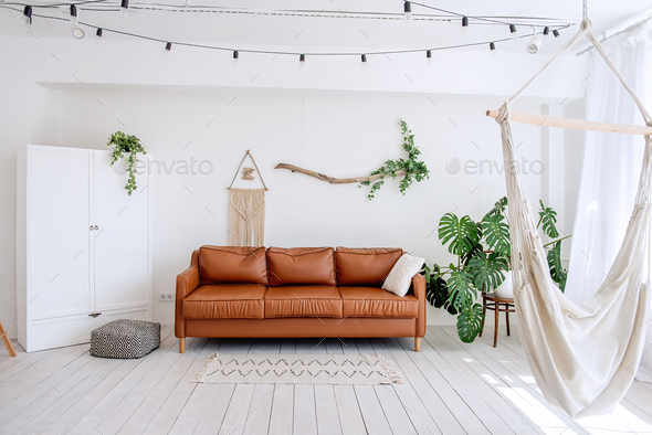 Stylish Trendy Interior In, Scandinavian Leather Furniture