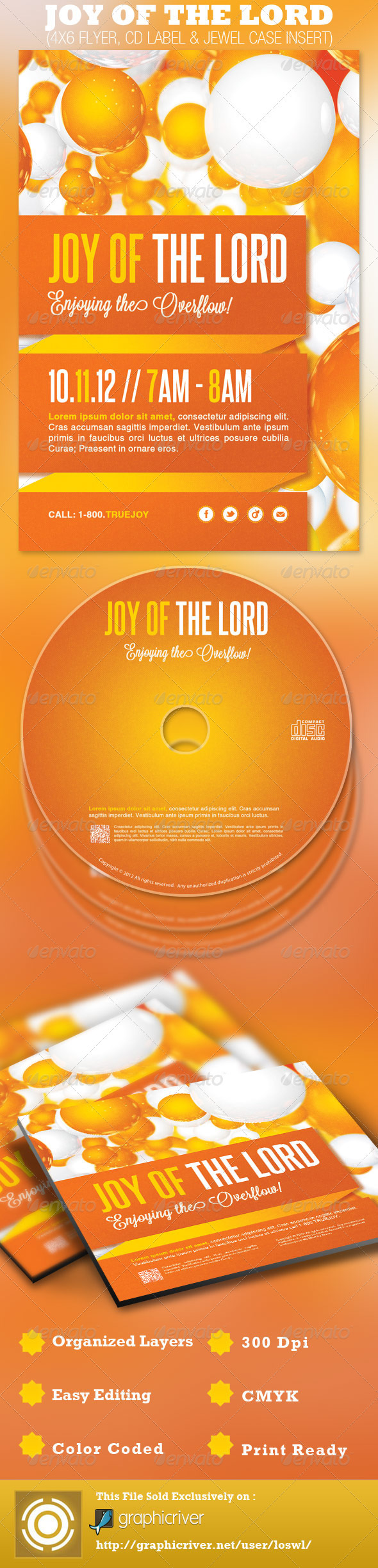Joy of the Lord Church Flyer and CD Template - Church Flyers