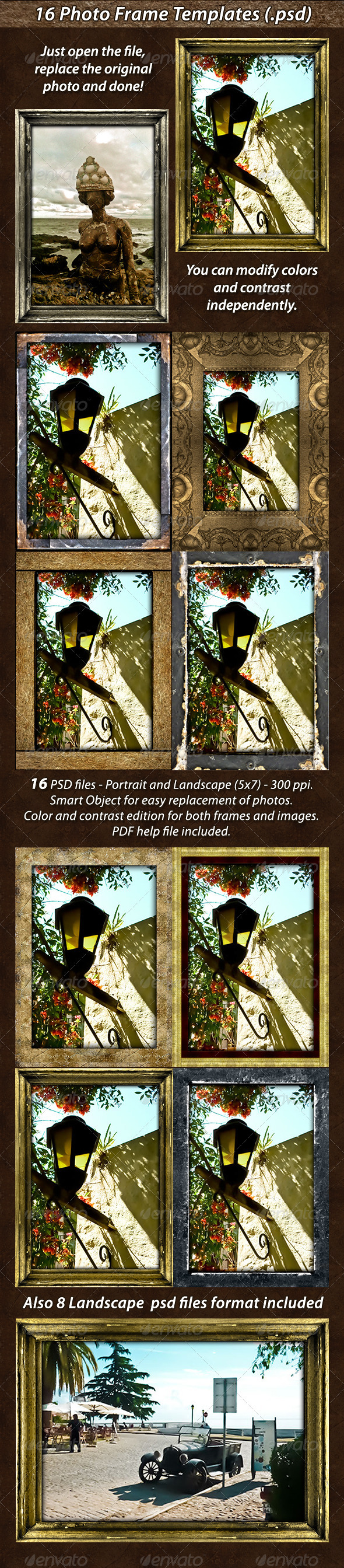 16 Photo Frame Templates Pack - Artistic Photo Templates
