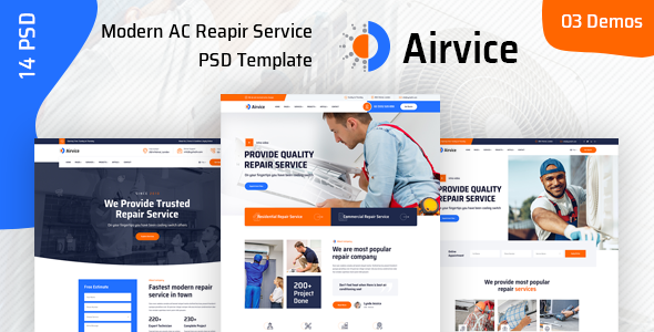 Airvice - AC Repair Services PSD Template
