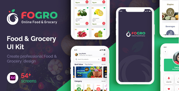 FOGRO | Food & Grocery App UI Kit for Adobe XD