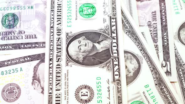 Banknotes in Denominations of One To Ten USA Dollars Close-up alt