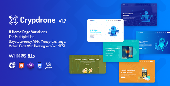 Incredible Crypdrone - ICO Crypto Landing & Cryptocurrency Website​ with whmcs Template