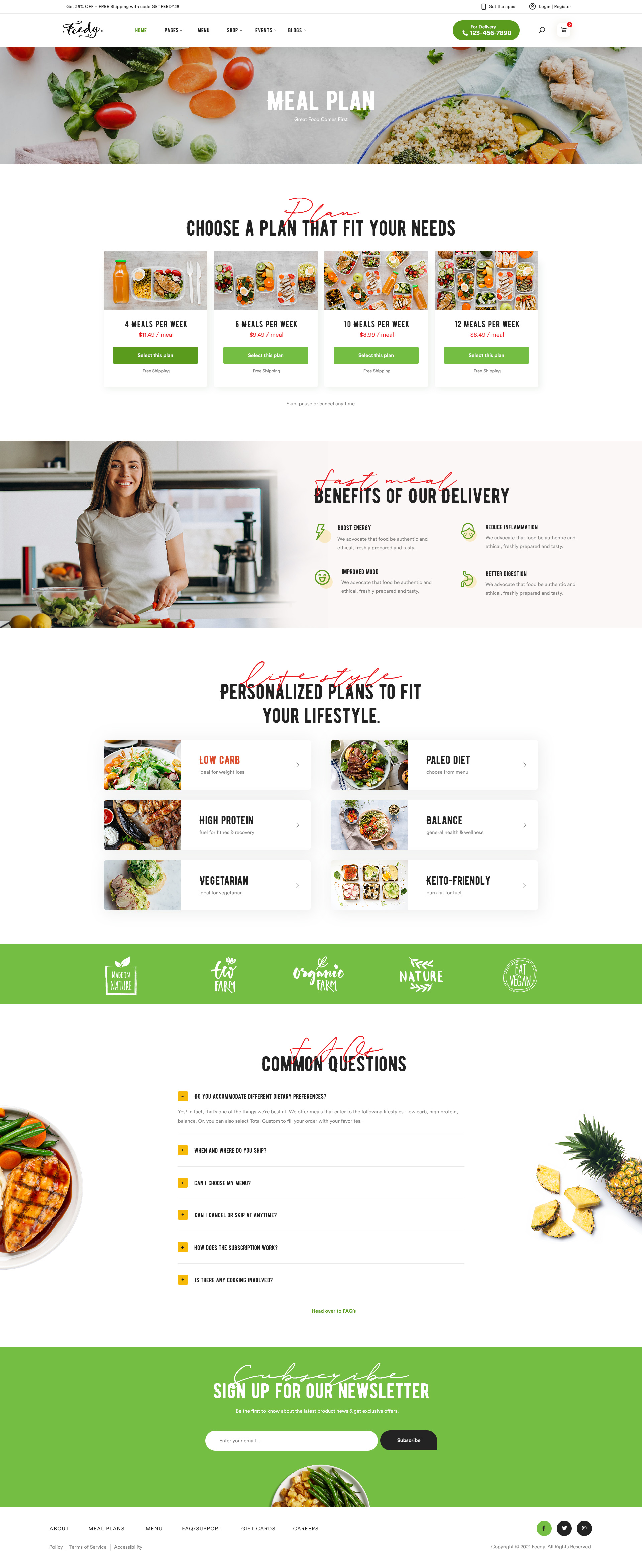 Feedy - Healthy Fast Food Delivery & Diet Nutrition PSD template by ...