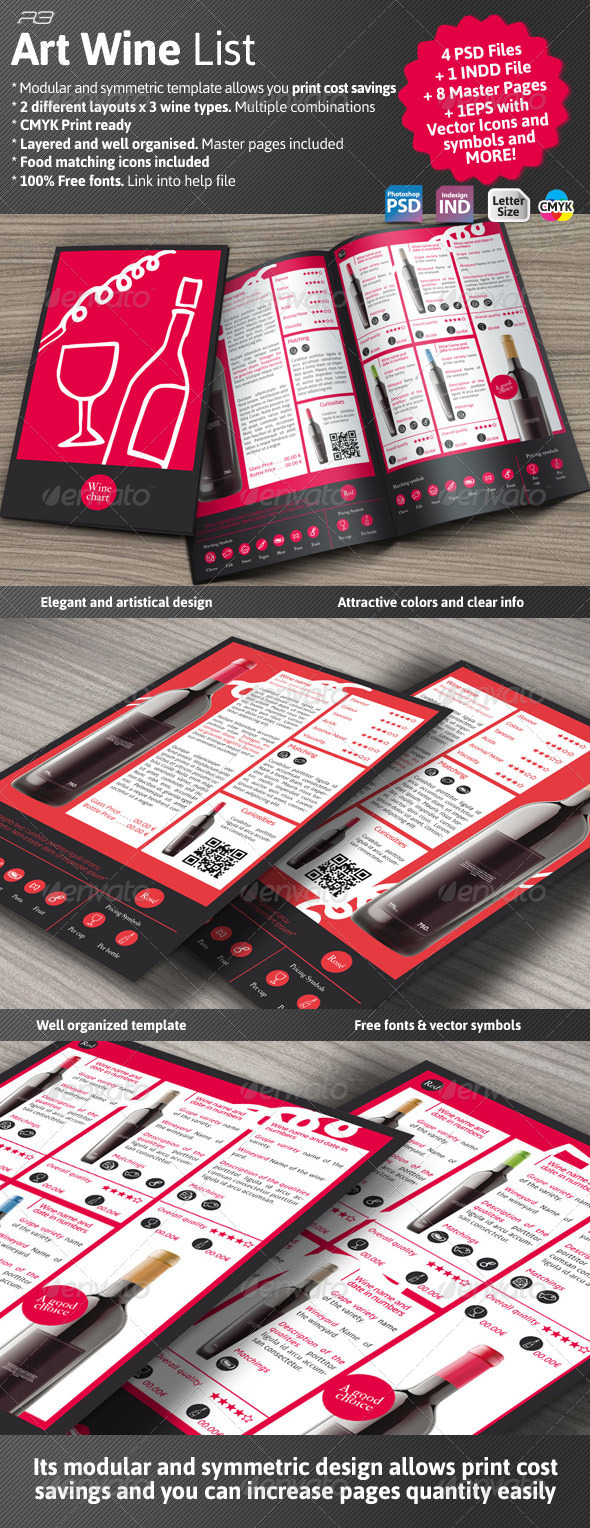 Art Wine List - Food Menus Print Templates
