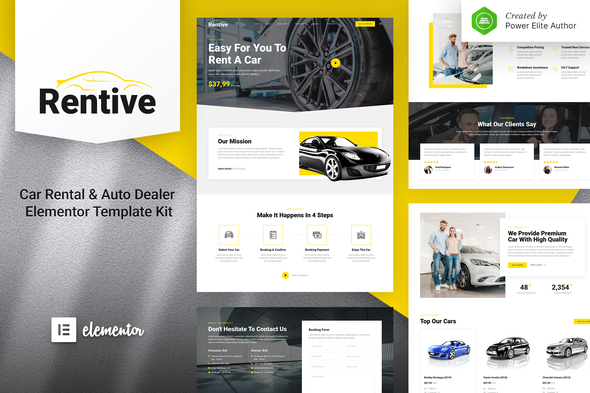 Rentive – Car Rental & Auto Dealer Elementor Template Kit