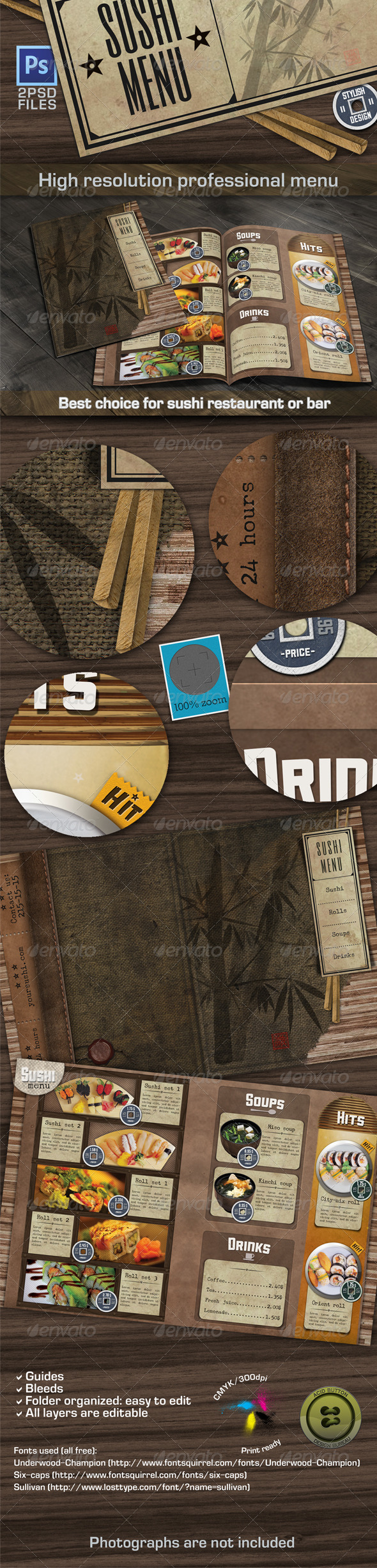 Sushi Menu - Food Menus Print Templates