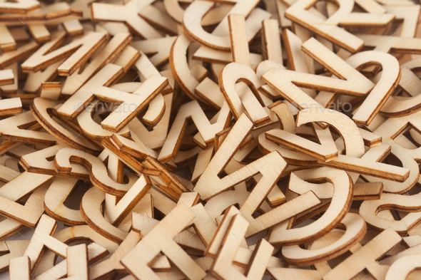 pile of wooden cut alphabet letter isolated on white Stock Photo by ...