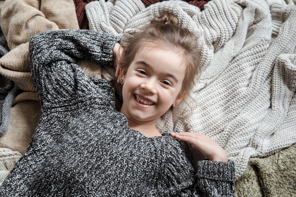 Portrait of an adorable toddler girl wearing fashion clothes