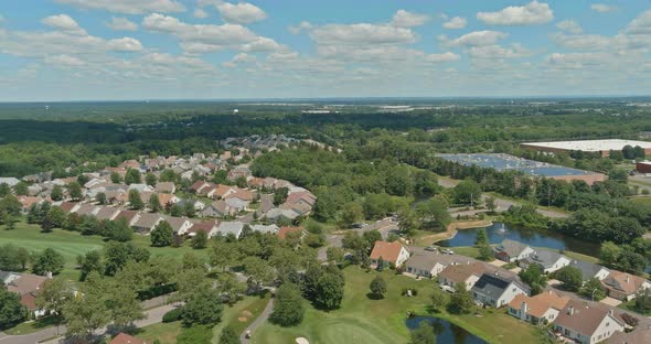 View Top Aerial in Small American Town Cranbury New Jersey of Urban Rooftops Summer Landscape alt