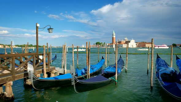 Gondolas in Lagoon of Venice, Italy alt