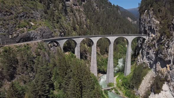 Aerial View of Landwasser Viaduct, Switzerland alt