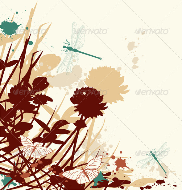 Retro Floral Background - Flowers & Plants Nature