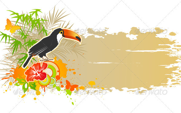 Tropical Summer Background - Animals Characters