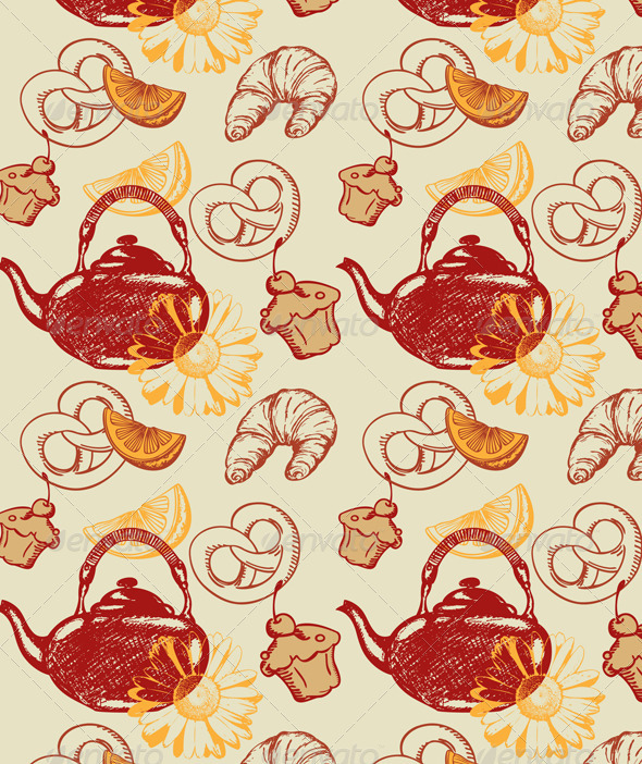 Seamless Pattern with Teapot - Patterns Decorative