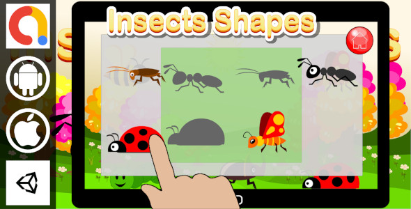 Edukida - Insects Shapes Unity Kids Educational Game With Admob For Android and iOS
