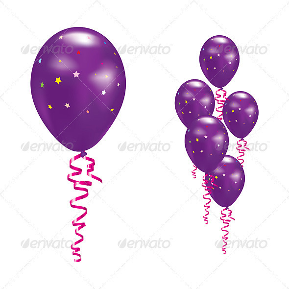 Balloons with stars and ribbons. - Man-made Objects Objects