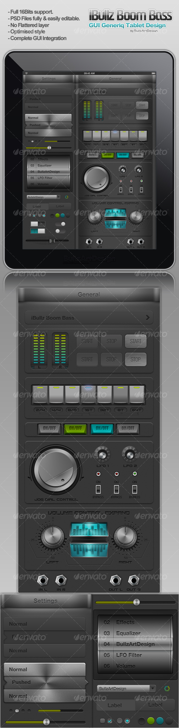 iBullz Boom Bass UI Interface Design - User Interfaces Web Elements
