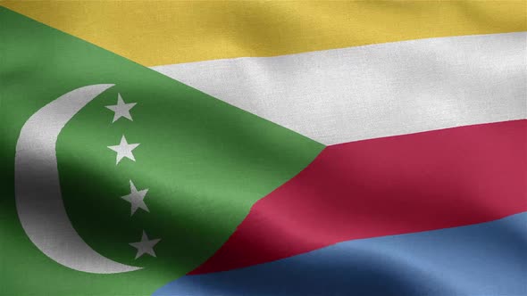Comoros Flag Seamless Closeup Waving Animation alt