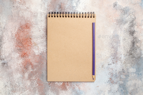 top view simple notepad on the light background color photo copybook pen  Stock Photo by ImgSolut