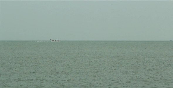 Fishing Trawler In Hazy Sea