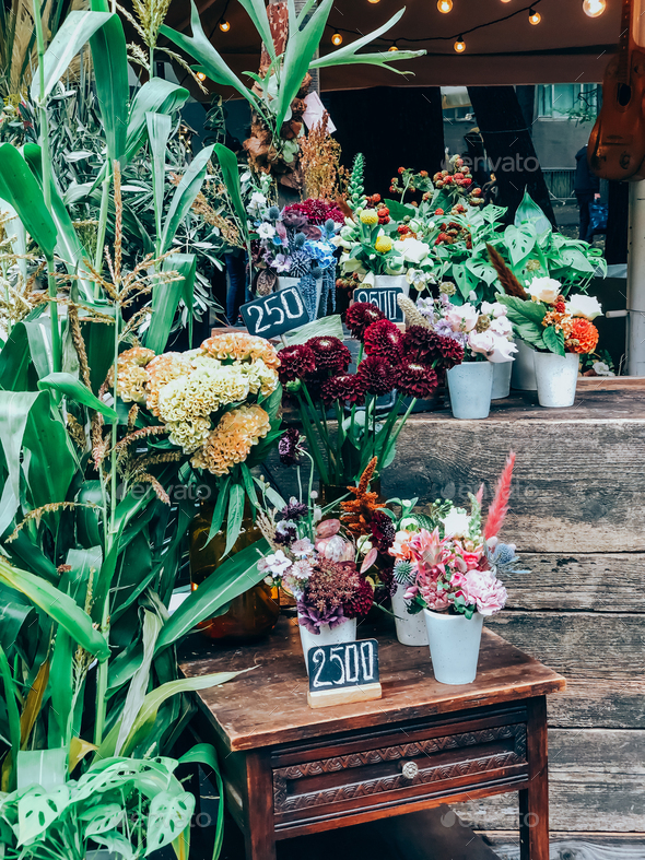 Small busines florist shop with trendy bouquets
