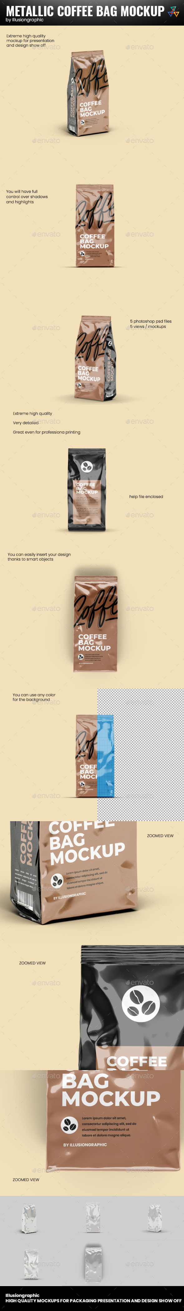 Download Metallic Coffee Bag Mockup By Illusiongraphic Graphicriver