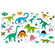 Childish Poster with Cute Flat Dinosaur Set