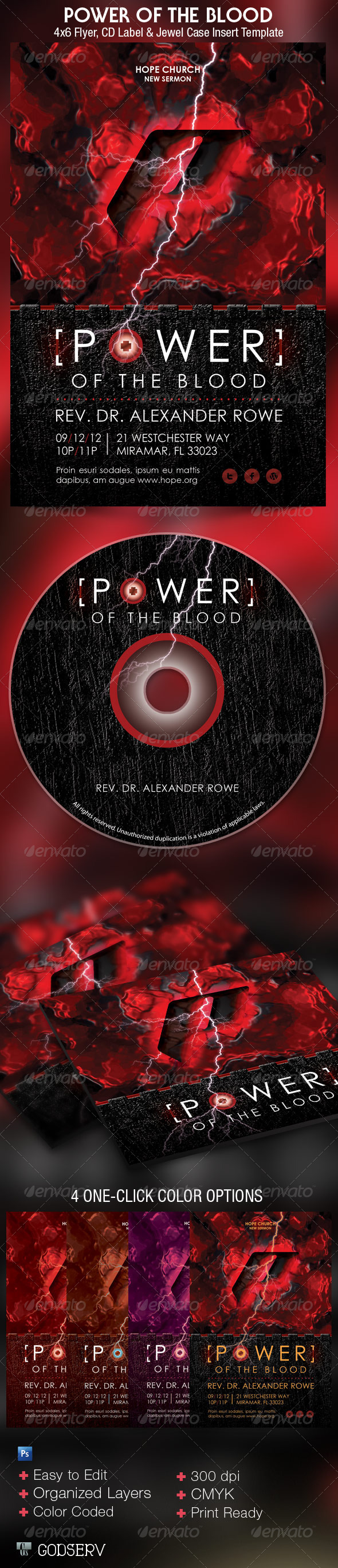 Blood Church Flyer CD Template - Church Flyers
