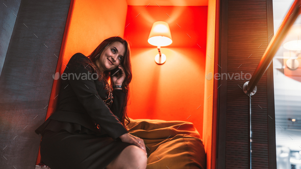Caucasian businesswoman phoning - Stock Photo - Images