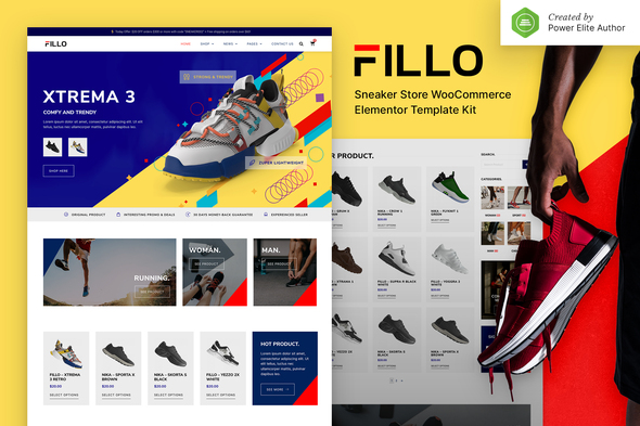 Fillo – Shoes & Sneakers Store WooCommerce Elementor Template Kit