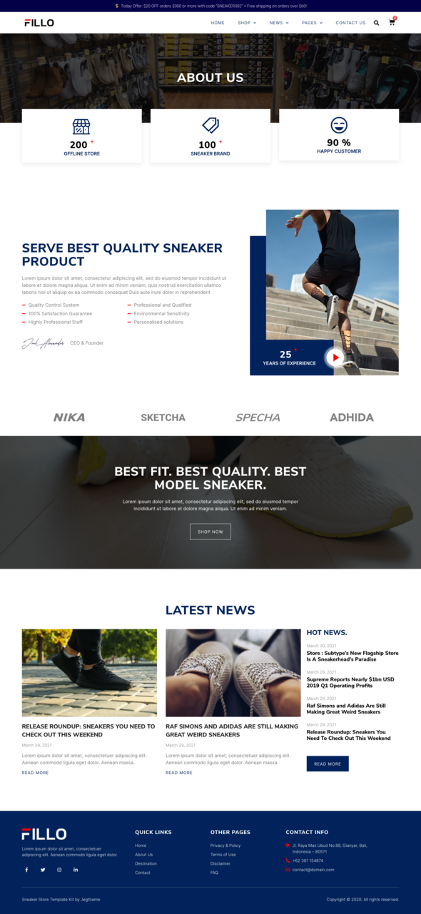 Fillo ? Shoes & Sneakers Store WooCommerce Elementor Template Kit