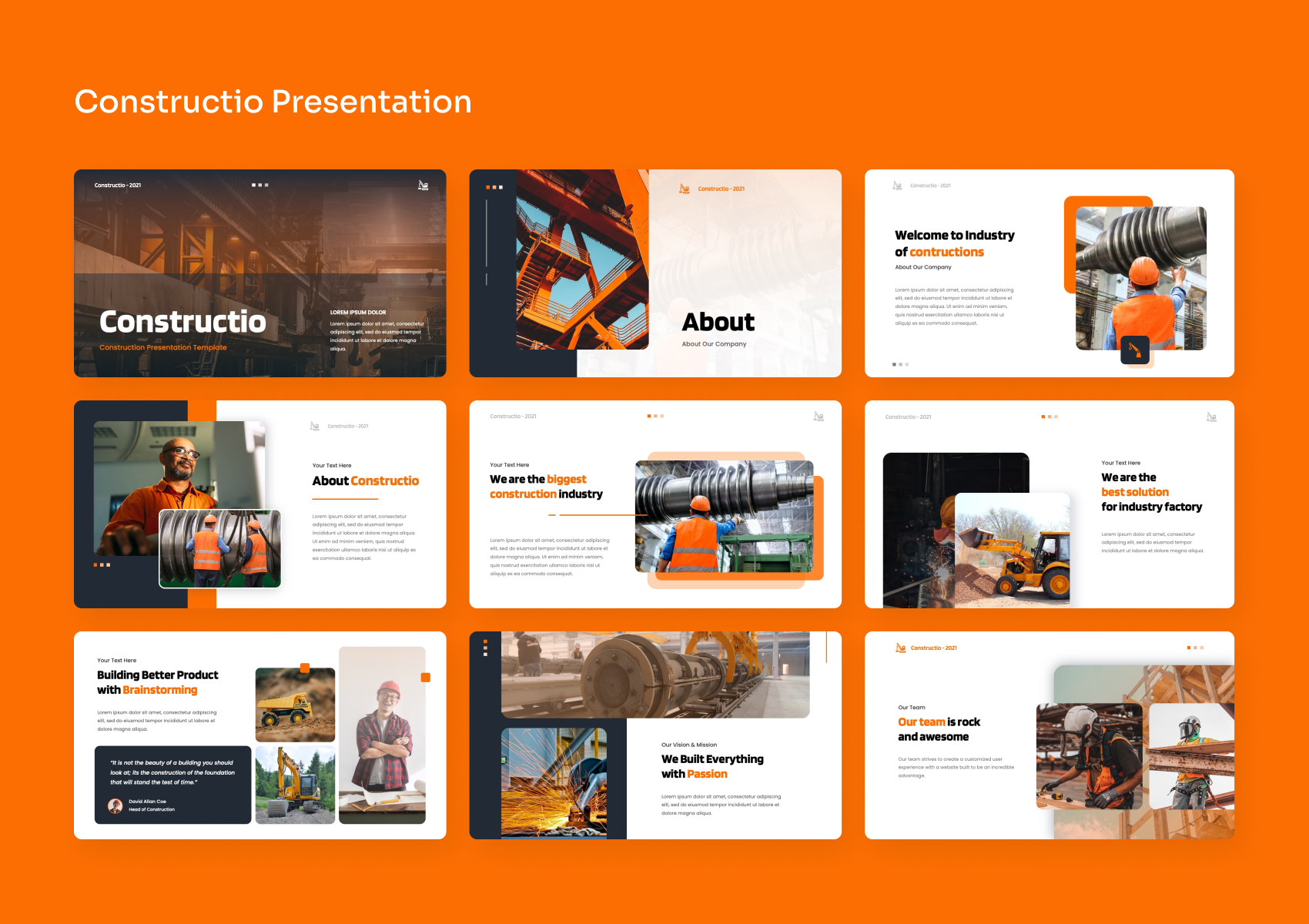 Constructio - Construction Power Point Presentation, Presentation Templates