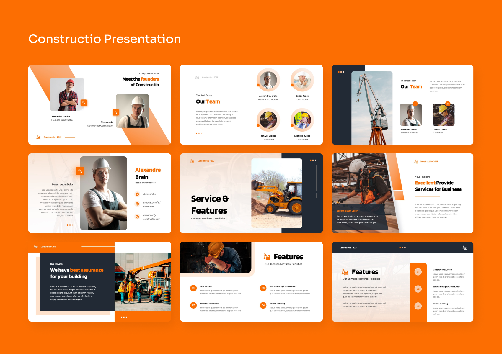 Constructio - Construction Power Point Presentation, Presentation Templates