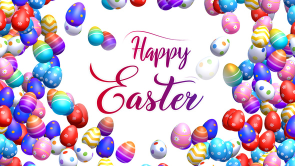 Happy Easter - Greetings with Easter Eggs Background