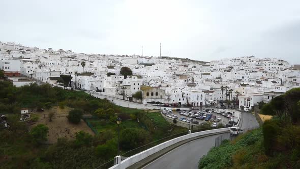iew over the hilltop town with the Iglesia Divino Salvador, Vejer de la Frontera, Cadiz province, An alt