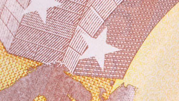 ten euro bill surface detail rotating, macro shot. Extreme close up, very close view. alt