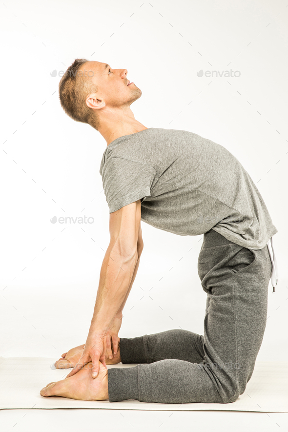 The Woman Practices Yoga In The Camel Or Ushtrasana Pose. Can Be Used For  Poster, Banner, Flyer, Postcard, Website. Royalty Free SVG, Cliparts,  Vectors, and Stock Illustration. Image 179891414.