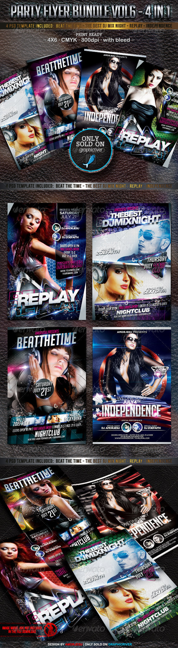 Party Flyer Bundle Vol6 - 4 in 1 - Events Flyers