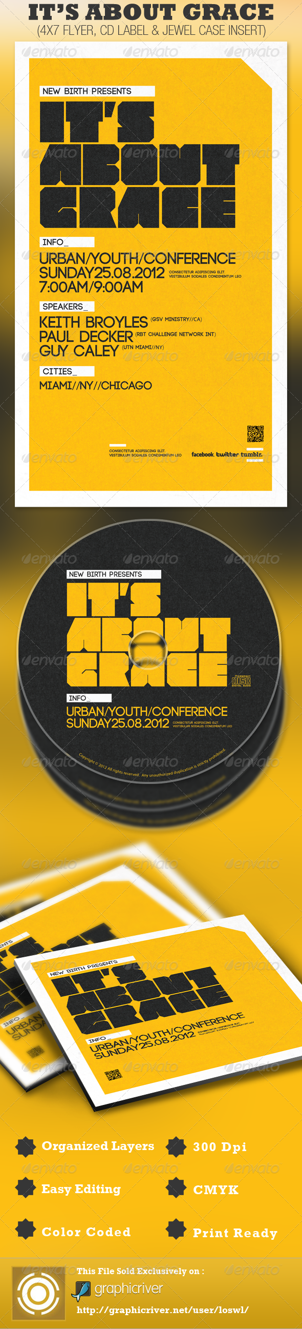 It's About Grace Church Flyer and CD Template - Church Flyers