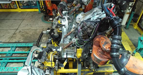 Robotic Welding In Car Factory